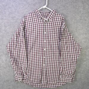 Eddie Bauer Shirt Mens 3XL Red White Plaid Button Down Long Sleeve Cotton Casual